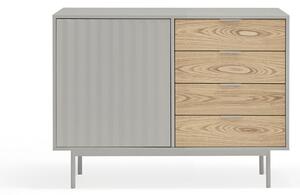 Szaro-naturalna niska komoda w dekorze dębu 108x80 cm Sierra – Teulat