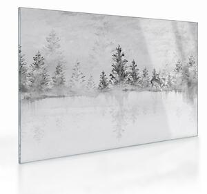 Obraz na szkle - Jeleń nad jeziorem (70x50 cm)