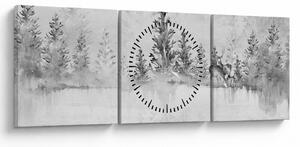 Obraz - Jeleń nad jeziorem (z zegarem) (90x30 cm)