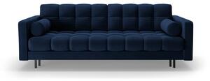 Ciemnoniebieska aksamitna rozkładana sofa ze schowkiem 222 cm Bali – Cosmopolitan Design