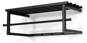 Czarny metalowy wieszak ścienny z półką 76 cm Marco – Spinder Design