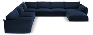 Ciemnoniebieski aksamitny narożnik (lewostronny/w kształcie litery U) Vanda – Mazzini Sofas