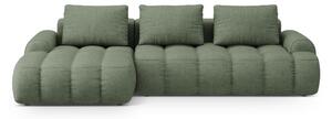 Zielony rozkładany/ze schowkiem narożnik (lewostronny/z szezlongiem) Linz – Cosmopolitan Design