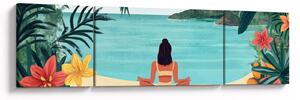 Obraz - Joginka na plaży (170x50 cm)