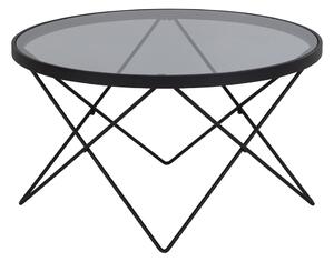 Czarny stolik ze szklanym blatem ø 80 cm Cuxton – Actona