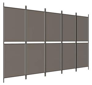 Parawan 5-panelowy, antracytowy,250x220 cm, tkanina