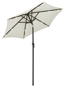 Parasol ogrodowy z LED, piaskowy, 200x211 cm, aluminium