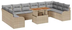 Zestaw sofy ogrodowej z polirattanu z praktycznym schowkiem i wygodnymi poduszkami