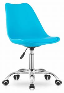 Skandynawskie Krzesło obrotowe biurowe fotel na kółkach Kris niebieskie