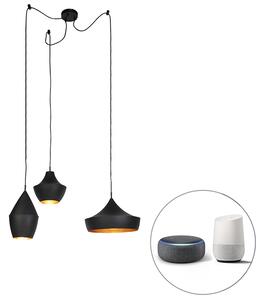 Zestaw 3 inteligentnych lamp wiszących czarno-złotych z Wifi A60 - Depeche Oswietlenie wewnetrzne