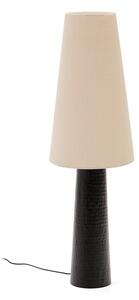 Czarno-kremowa lampa stojąca z tekstylnym kloszem (wysokość 129 cm) Senni – Kave Home