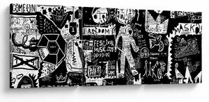 Obraz - Graffiti (z zegarem) (90x30 cm)