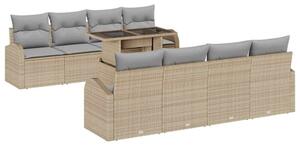 Modułowy zestaw sof ogrodowych z poduszkami - beżowy, trwały rattan poli, nowoczesny design