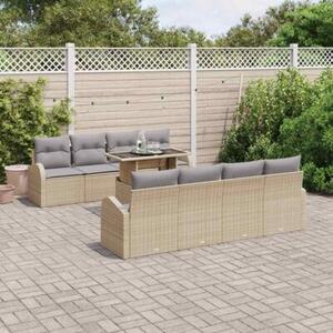Modułowy zestaw sof ogrodowych z poduszkami - beżowy, trwały rattan poli, nowoczesny design