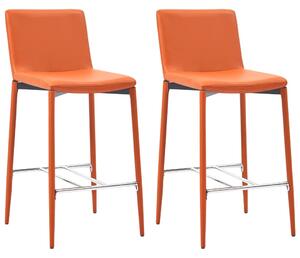 Krzesła barowe, 2 szt., pomarańczowe, sztuczna skóra