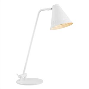 Biała lampka biurkowa ze stożkowym kloszem Avalone