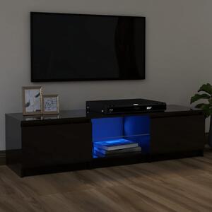 Szafka pod TV z oświetleniem LED, szara, połysk, 120x30x35,5 cm