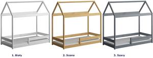 Szare drewniane dziecięce łóżko domek - Rara 160x80 cm