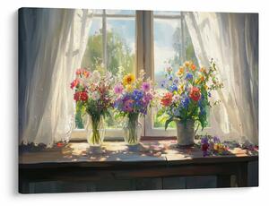 Obraz - Bukiet przy oknie (70x50 cm)