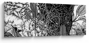 Obraz - Egzotyczny ogród (z zegarem) (90x30 cm)