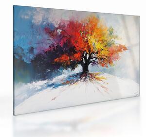 Obraz na szkle - Kolorowe drzewo (70x50 cm)