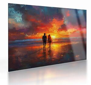 Obraz na szkle - Spacer po plaży (70x50 cm)
