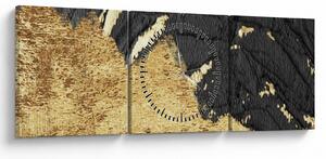 Obraz - Złota struktura N⁰1 (z zegarem) (90x30 cm)