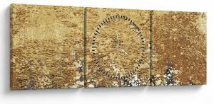 Obraz - Złota struktura N⁰3 (z zegarem) (90x30 cm)