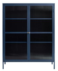 Niebieskia metalowa witryna Unique Furniture Bronco, wys. 140 cm