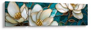 Obraz - Witraż z magnolią (170x50 cm)
