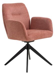 Różowy tapicerowany fotel jadalniany z podłokietnikami Roxana – Unique Furniture