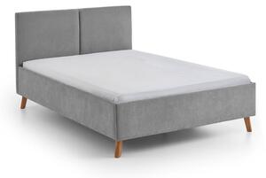 Szare tapicerowane łóżko dwuosobowe ze stelażem 140x200 cm Piano – Meise Möbel
