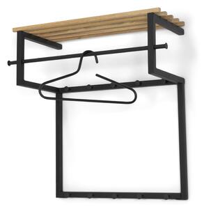 Czarny/w naturalnym kolorze metalowy wieszak ścienny z półką 76 cm Rizzoli – Spinder Design