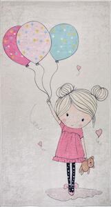 Różowo-kremowy dywan dziecięcy odpowiedni do prania 80x120 cm Girl & Baloons – Vitaus
