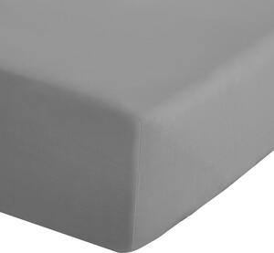 Szare prześcieradło z perkalu z gumką 90x190 cm Easy Iron Percale – Catherine Lansfield
