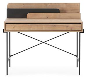 Biurko z litego drewna dębowego z sekretarzykiem 60x113 cm Lila – Marckeric