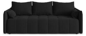Czarna rozkładana/ze schowkiem sofa 225 cm Moku – Makamii
