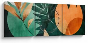 Obraz - Geometryczne motywy naturalne (z zegarem) (90x30 cm)