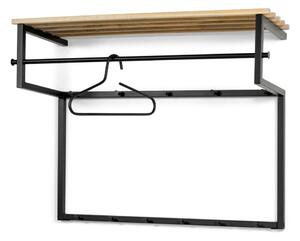 Czarny/w naturalnym kolorze metalowy wieszak ścienny z półką 100 cm Rizzoli – Spinder Design