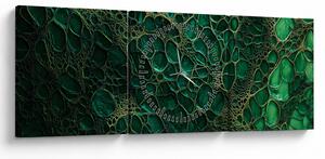 Obraz - Zielony mikroskopowy obraz (z zegarem) (90x30 cm)