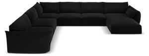 Czarny aksamitny narożnik (lewostronny/w kształcie litery U) Vanda – Mazzini Sofas