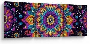 Obraz - Kalejdoskopowa mandala (z zegarem) (90x30 cm)