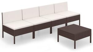 Zestaw Mebli Ogrodowych Komplet Wypoczynkowy Z Poduszkami 5-Częściowy Brązowy Rattan Na Taras Balkon Ogród