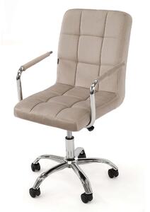 MebleMWM Krzesło obrotowe welurowe HARIS (DC-6096H) / Ciemny beżowy