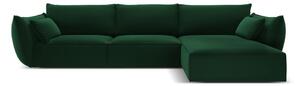 Ciemnozielony aksamitny narożnik (prawostronny/z szezlongiem) Vanda – Mazzini Sofas