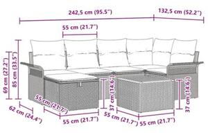 Zestaw Mebli Ogrodowych Komplet Wypoczynkowy Z Poduszkami 7-Częściowy Czarny Rattan Na Taras Balkon Ogród