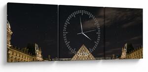 Obraz - Luwr w nocy (z zegarem) (90x30 cm)