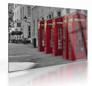 Obraz na szkle - Budki telefoniczne w Londynie (70x50 cm)