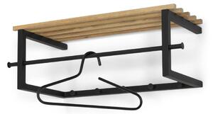 Czarny/w naturalnym kolorze metalowy wieszak ścienny z półką 76 cm Marco – Spinder Design
