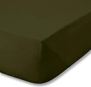 Flanelowe prześcieradło z gumką w kolorze khaki 90x190 cm Brushed – Catherine Lansfield